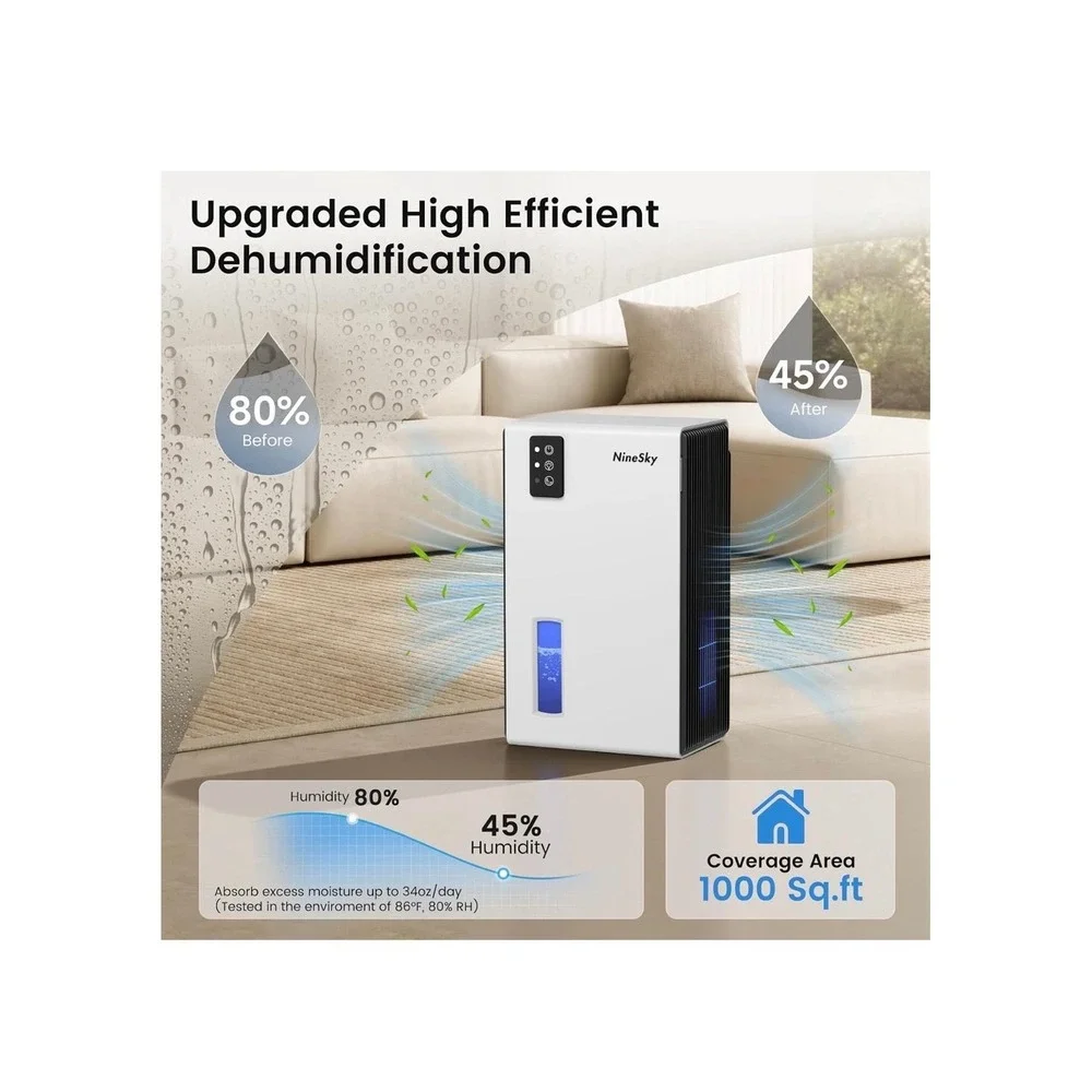 Dehumidifiers for Home, 1000 Sq.Ft Dehumidifier with 95oz Water Tank